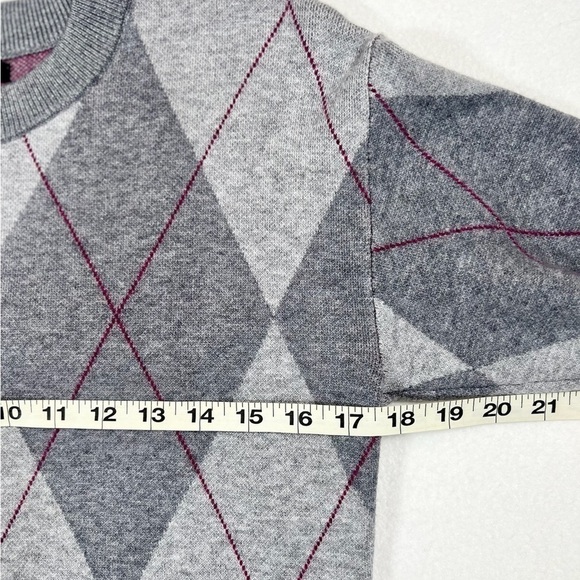 TAHARI Women’s Argyle Academia Grey/Pink Crewneck Sweater Size‎ Extra Small - Picture 13 of 13